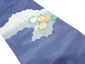 絽　逆雲取りに菊模様　刺繍　名古屋帯